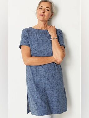 J. Jill Heathered Blue Short Sleeve Tunic Top